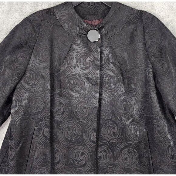 Womens Jacket Size 13-14 Black Van Swirl Pattern Long Sleeve Formal Evening Coat - Picture 7 of 11